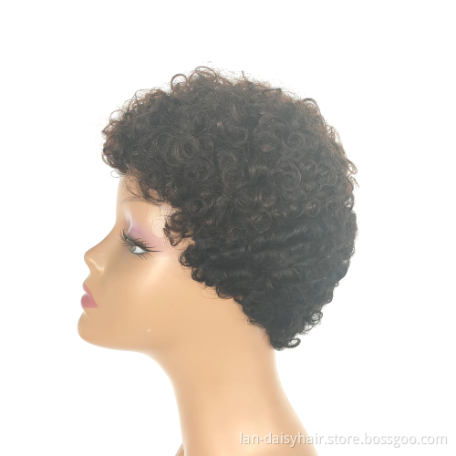 Hair Brazilian Short Machine Made Wig Afro Kinky Curly Wig  Ombre1B/30# Human Hair Wigs For Black Women